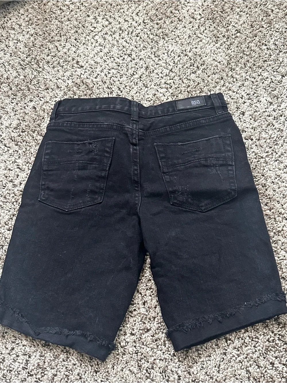 RSQ Jeans Boys Size 14 Black Distressed Denim Shorts